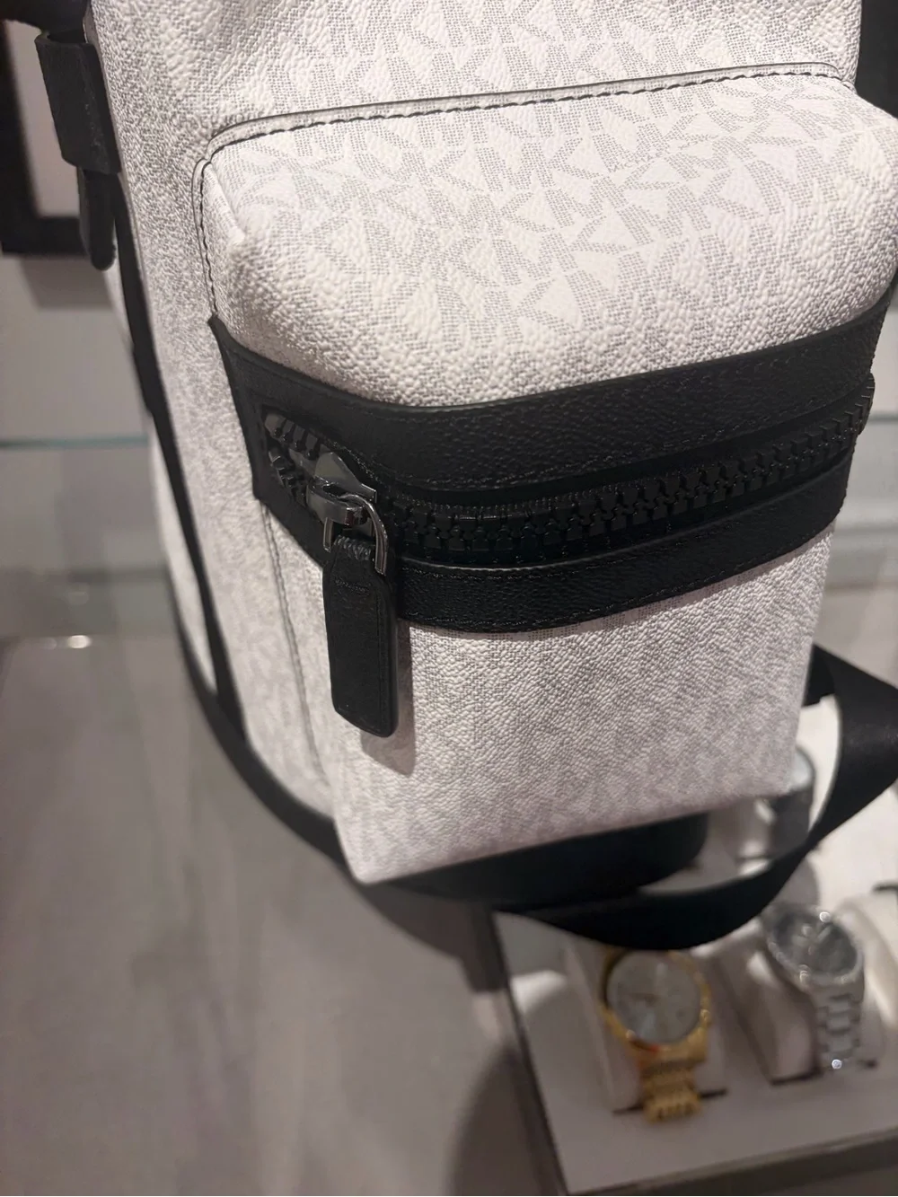 Michael Kors Cooper Men Logo Buckle Flap Zip Side Pockets Backpack Bright White